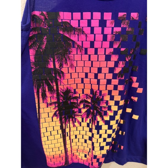 Xersion Women's Royal Blue Palm Tree Graphic Racerback Tank Top XL - Picture 3 of 5